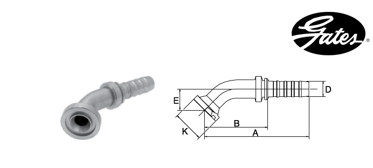 Embout bride SAE 6000 à 45° GATES GLOBAL SPIRAL