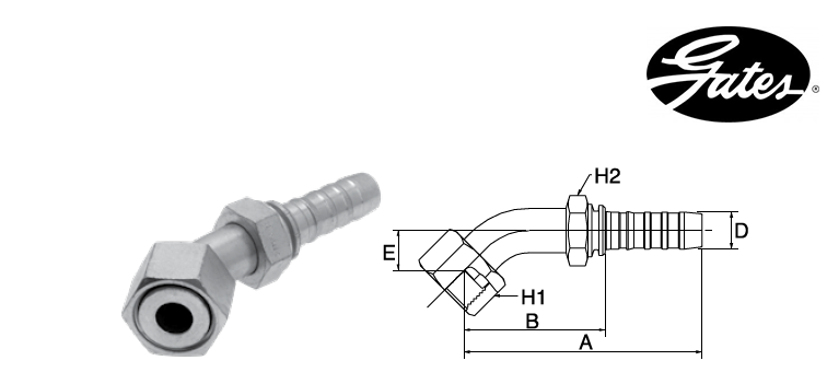 Embout femelle ORFS à 45° GATES GLOBAL SPIRAL