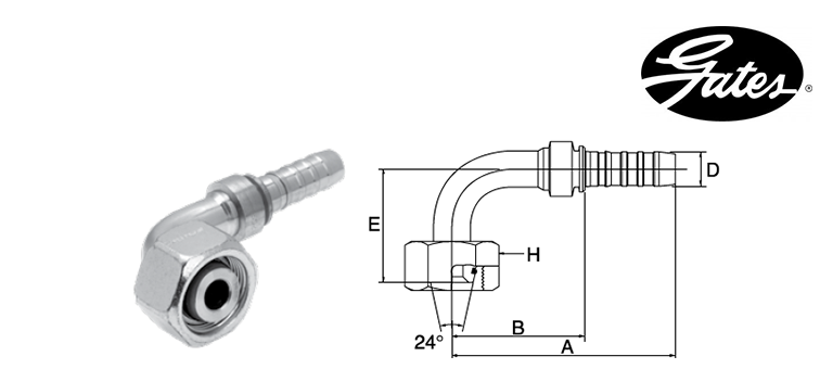 Embout femelle DIN L à 90° GATES GLOBAL SPIRAL