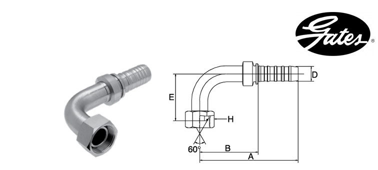 Embout femelle BSP à 90° GATES GLOBAL SPIRAL