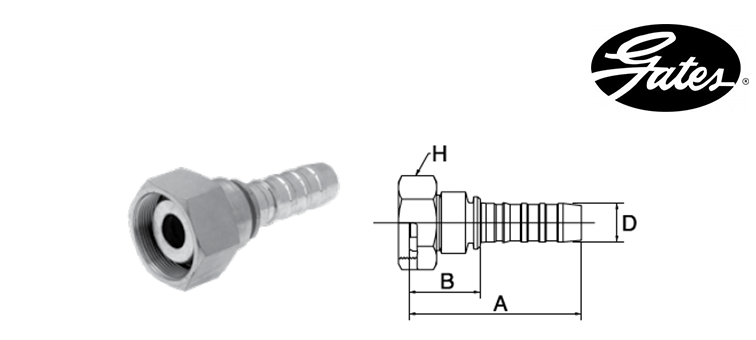 Embout femelle série gaz française GATES GLOBAL SPIRAL
