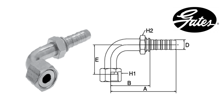 Embout femelle ORFS à 90° GATES GLOBAL SPIRAL