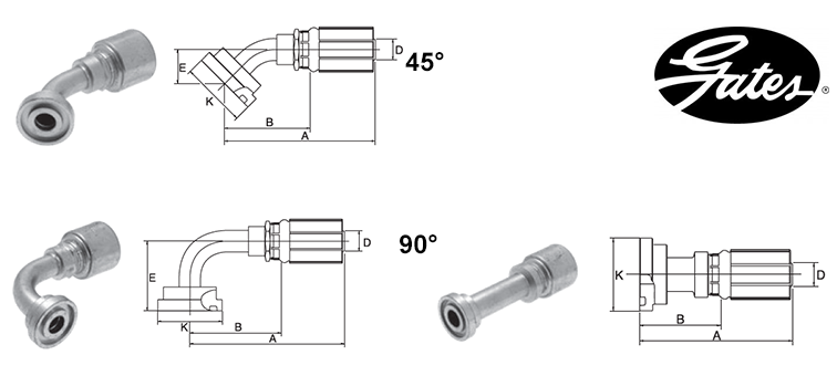Embout à bride type KOMATSU GATES MEGASYS MEGACRIMP