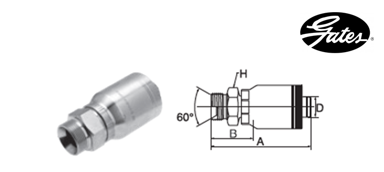 Embout male BSP GATES GLOBAL SPIRAL MAXIMUM