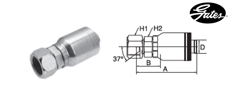 Embout femelle JIC GATES GLOBAL SPIRAL MAXIMUM