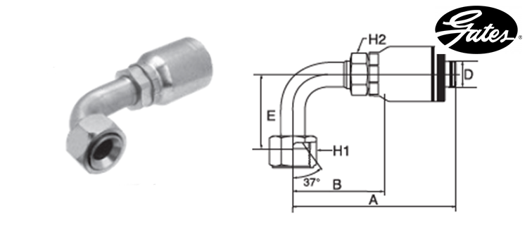 Embout femelle JIC 90° GATES GLOBAL SPIRAL MAXIMUM