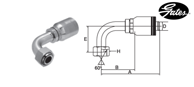 Embout femelle BSP 90° GATES GLOBAL SPIRAL MAXIMUM