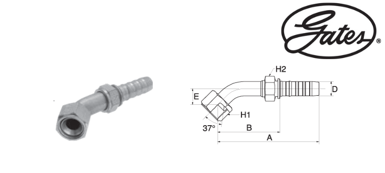 Embout femelle JIC à 45° GATES GLOBAL SPIRAL