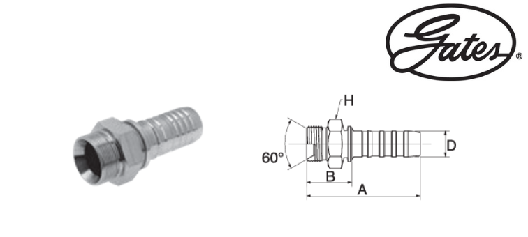 Embout male BSP GATES GLOBAL SPIRAL