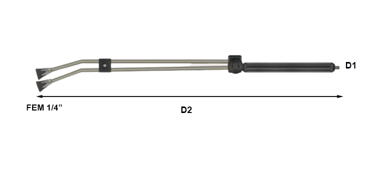 Double lance avec protège-buse et buse basse pression