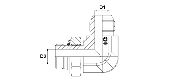 Coude 90° male KOMATSU x male GAZ cylindrique R