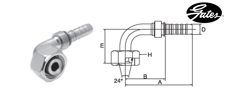 Embout femelle à 90° DIN S GATES GLOBAL SPIRAL PLUS