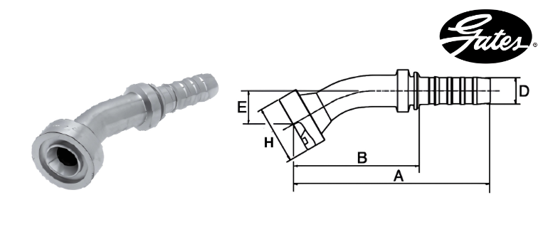 Embout bride CAT à 30° GATES GLOBAL SPIRAL