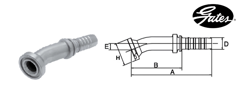 Embout bride SAE 6000 à 22° GATES GLOBAL SPIRAL