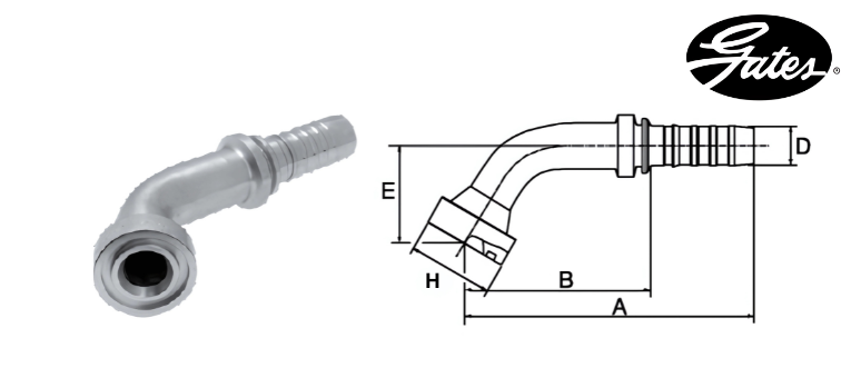 Embout bride CAT à 60° GATES GLOBAL SPIRAL 