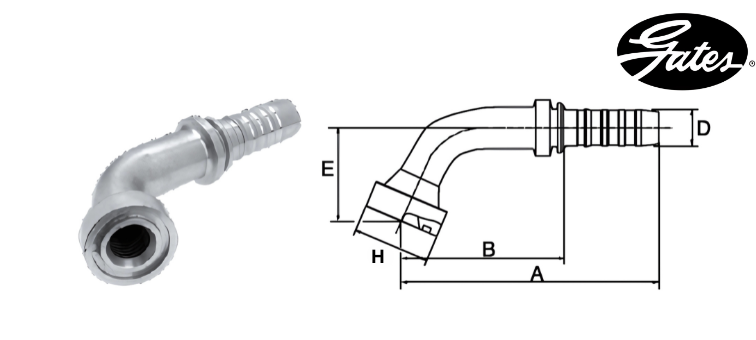 Embout bride CAT à 67° GATES GLOBAL SPIRAL