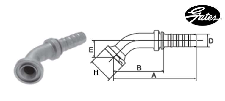 Embout bride SAE 3000 à 45° GATES GLOBAL SPIRAL