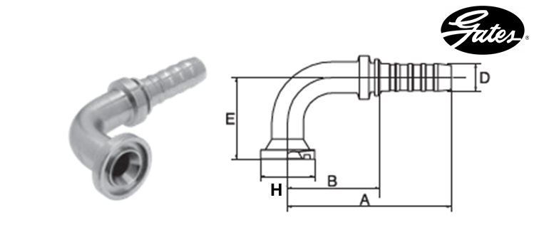 Embout bride SAE 3000 à 90° GATES GLOBAL SPIRAL