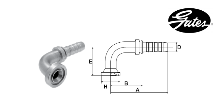 Embout bride SAE 6000 à 90° GATES GLOBAL SPIRAL