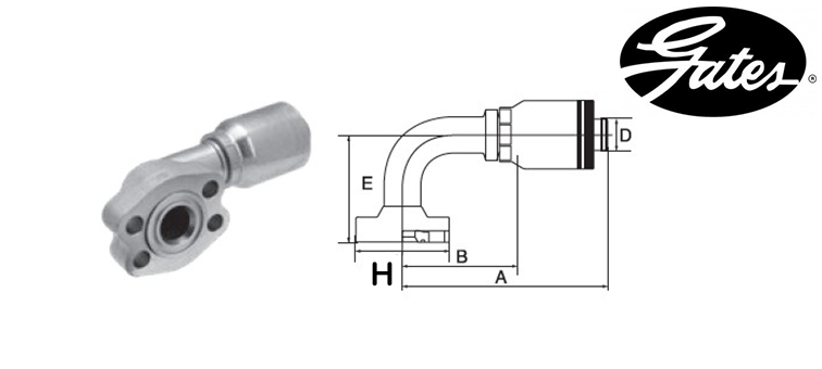 Embout bride montée SAE 6000 90° GATES GLOBAL SPIRAL MAXIMUM