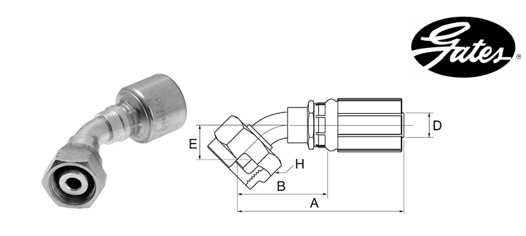 Embout femelle gaz METRIQUE GATES MEGASYS MEGACRIMP