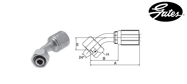 Embout femelle DIN L à 45° GATES MEGASYS MEGACRIMP