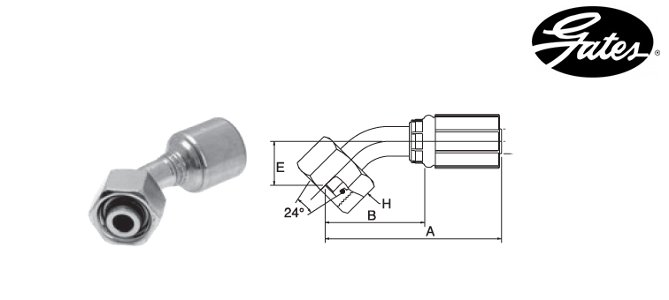 Embout femelle DIN S à 45° GATES MEGASYS MEGACRIMP
