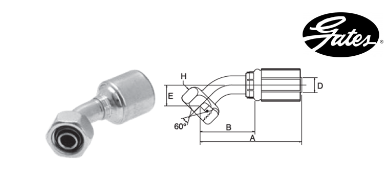 Embout femelle BSP à 45° GATES MEGASYS MEGACRIMP