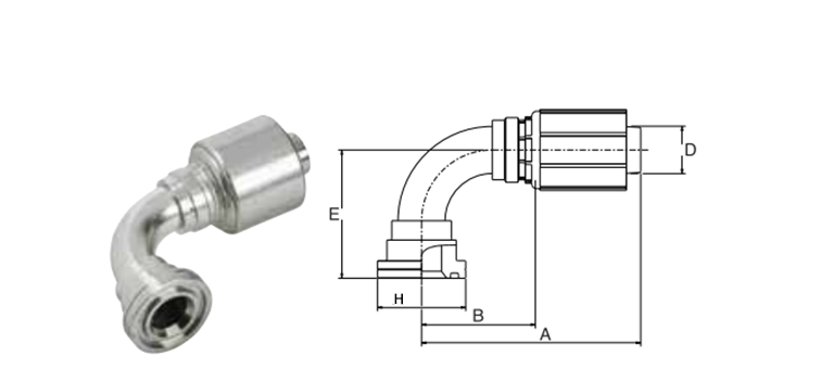 Embout bride SAE 6000 à 90° GATES MEGASYS MEGACRIMP