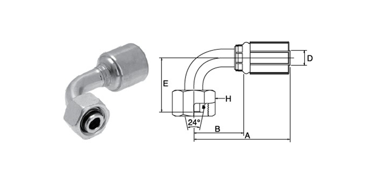 Embout femelle DIN L à 90° GATES MEGASYS MEGACRIMP