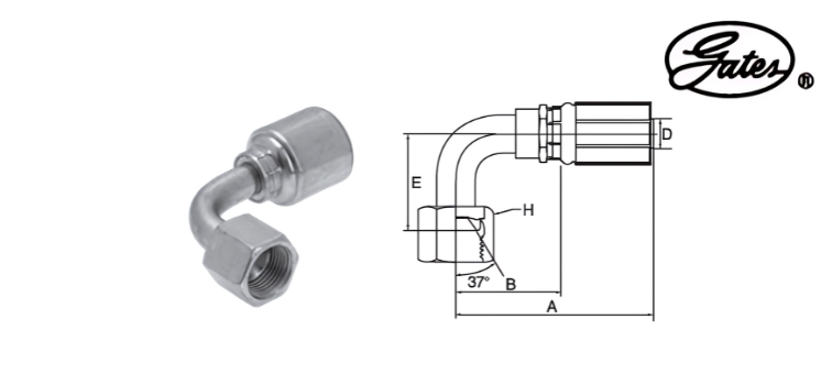 Embout femelle JIC à 90° GATES MEGASYS MEGACRIMP