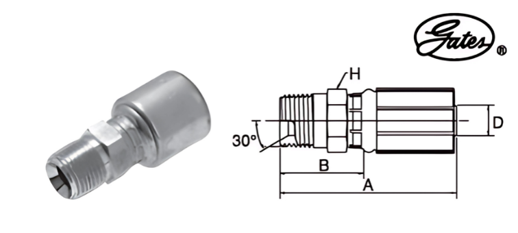Embout male NPT (BRIGGS) GATES MEGASYS MEGACRIMP