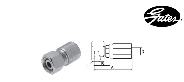 Embout femelle série GAZ MÉTRIQUE GATES MEGASYS MEGACRIMP