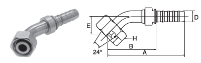 Embout femelle à 45° DIN L GATES GLOBAL SPIRAL PLUS