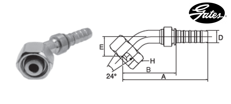 Embout femelle à 45° DIN S GATES GLOBAL SPIRAL PLUS