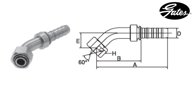 Embout femelle à 45° BSP GATES GLOBAL SPIRAL PLUS