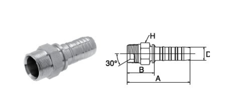 Embout male NPT (BRIGGS) GATES GLOBAL SPIRAL PLUS
