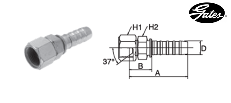 Embout femelle JIC GATES GLOBAL SPIRAL PLUS