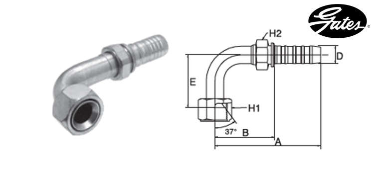 Embout femelle à 90° JIC GATES SPIRAL GLOBAL PLUS