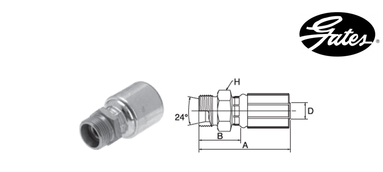 Embout male DIN L GATES MEGASYS MEGACRIMP