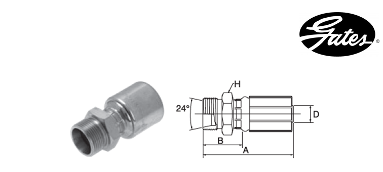 Embout male série GAZ française GATES MEGASYS MEGACRIMP