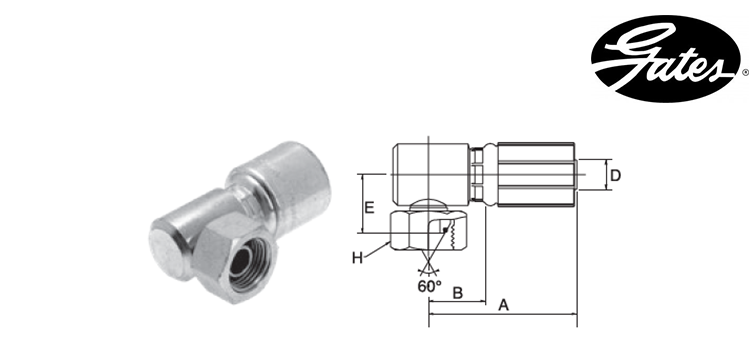 Embout femelle BSP cône 60° compact 90° GATES MEGASYS MEGACRIMP