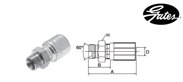 Embout male BSP cône 60° GATES MEGASYS MEGACRIMP