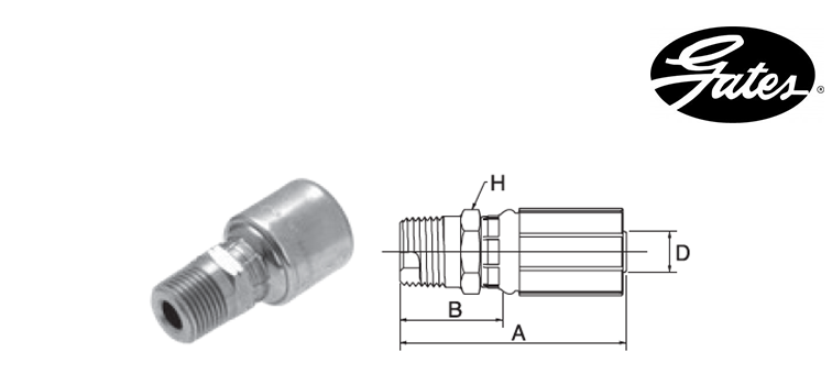 Embout male GAZ conique GATES MEGASYS MEGACRIMP