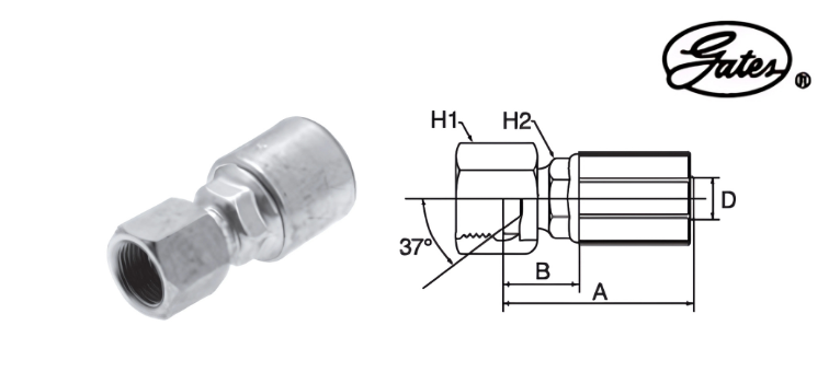Embout femelle JIC GATES MEGASYS MEGACRIMP