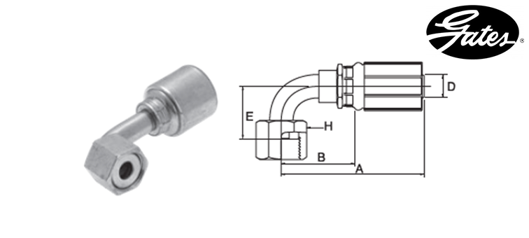 Embout femelle ORFS (court) GATES MEGASYS MEGACRIMP