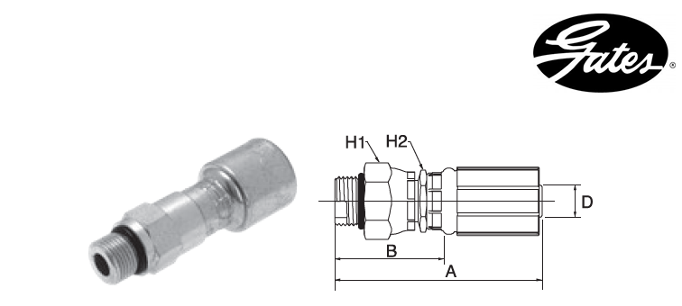 Embout male SAE tournant GATES MEGASYS MEGACRIMP