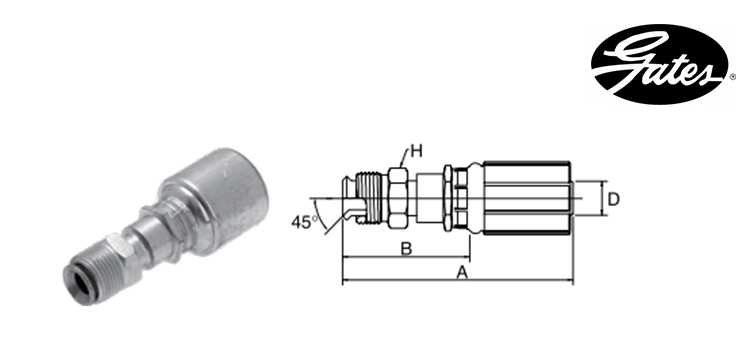 Embout male tournant SAE 45° GATES MEGASYS MEGACRIMP