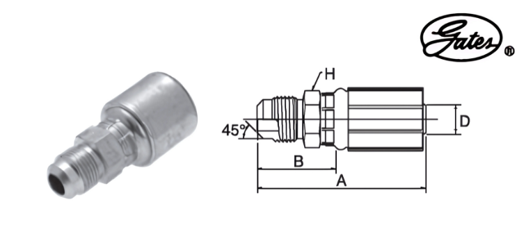 Embout male SAE GATES MEGASYS MEGACRIMP