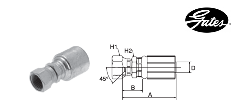 Embout femelle SAE 45° GATES MEGASYS MEGACRIMP